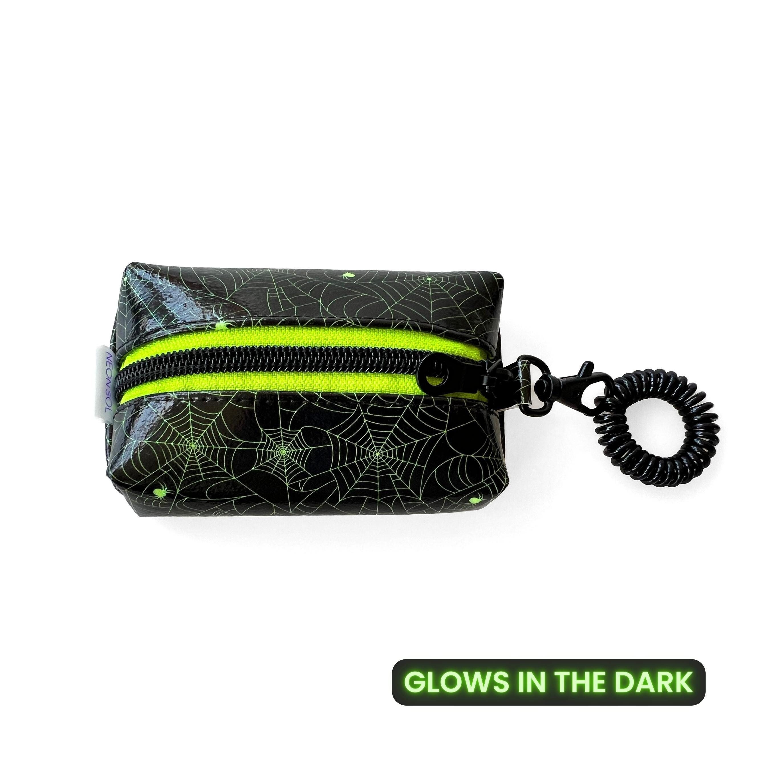 Spooky Cute Petite Boxy Pouch | Glow-the-dark Spider Webs, Neon