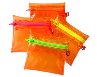 Zipper Coin Pouch Neon Orange Vinyl - Choose your zipper color! | Clip-on Zip Pouch, Small Zipper Case, Small Zip Pouch, Coin Purse