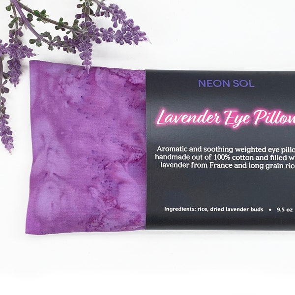 Weighted Lavender Eye Pillow for Relaxation, Stress Relief, Meditation, Aromatherapy, Heating Pad | purple yoga eye pillow, washable cover