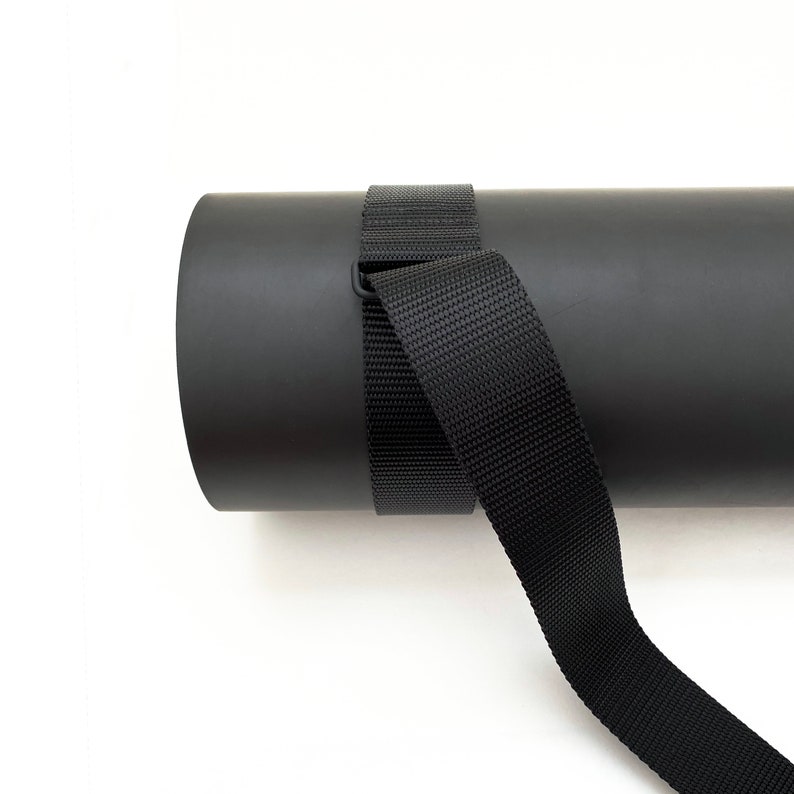 Black Yoga Mat Strap 2-in-1 Mat Carrying Stretching Strap Yoga Accessory Prop with Elastic Wrap, Adjusts to Fit All Mats image 7