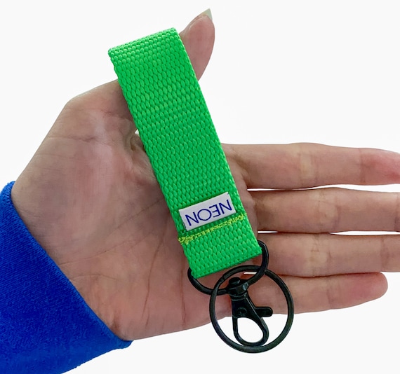 Mini Keychain Neon Fluorescent Yellow, Key Fob Wristlet