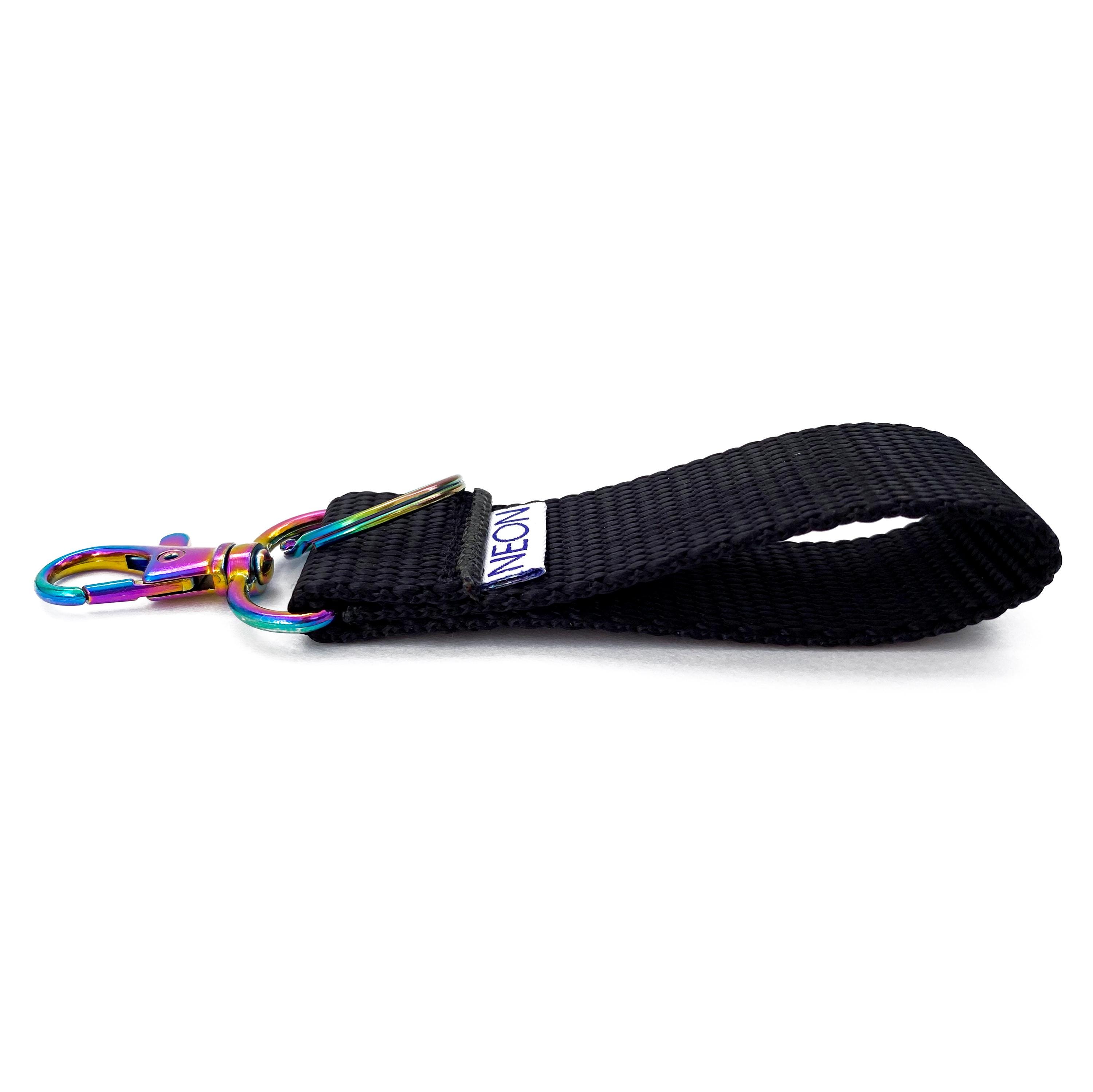Mini Bell Rope Key Flob Black Mini Keychain Wristlet, Small Key Fob, Swivel Lobster Clasp and ...