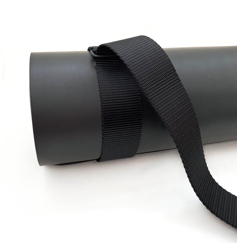 Black Yoga Mat Strap 2-in-1 Mat Carrying Stretching Strap Yoga Accessory Prop with Elastic Wrap, Adjusts to Fit All Mats image 4
