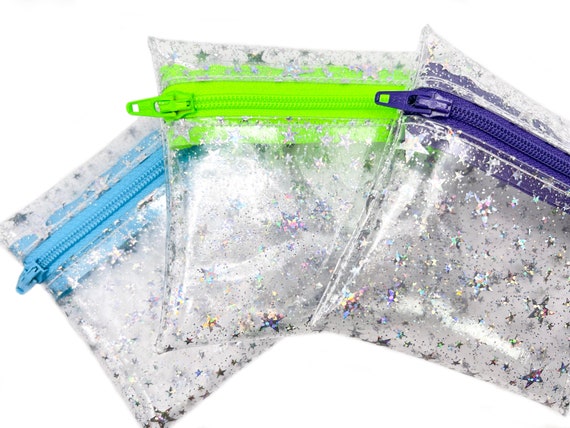Purple Zipper Coin Pouch Clear Vinyl Iridescent Holographic