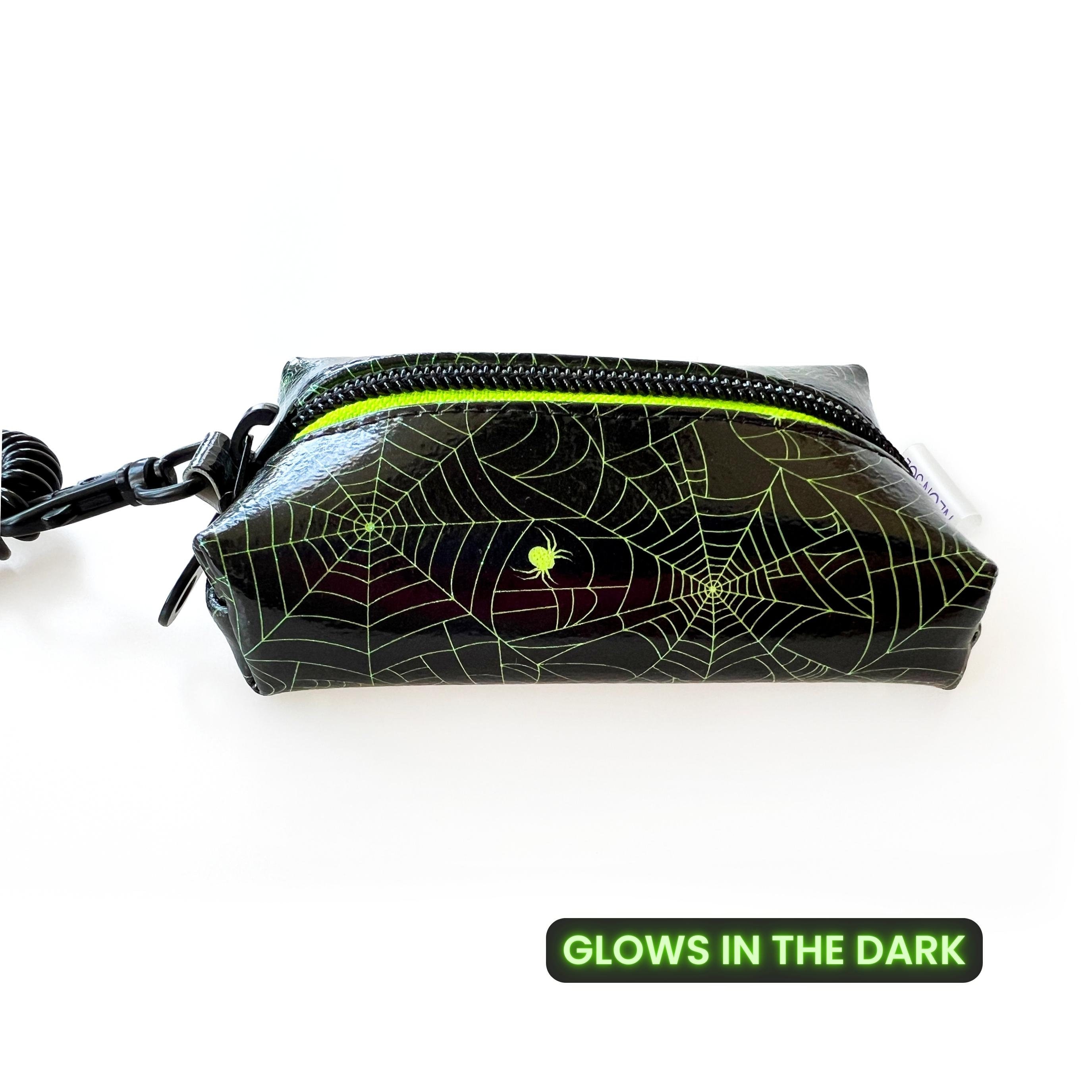 Spooky Cute Petite Boxy Pouch | Glow-the-dark Spider Webs, Neon