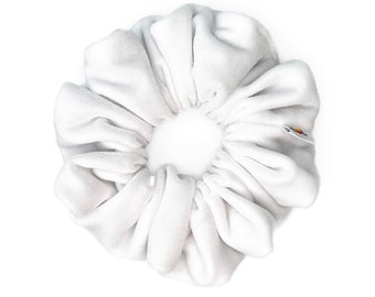 Lush Velvet Scrunchie Cloud White | handmade hair scrunchie, bright white velvet scrunchy, colorful hair accessory, VSCO 00s 90s style