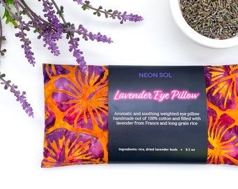 Weighted Lavender Eye Pillow for Relaxation, Stress Relief, Meditation, Aromatherapy, Heating Pad | orange yoga eye pillow, washable cover