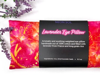 Weighted Lavender Eye Pillow 100% Cotton for Relaxation, Stress Relief, Yoga, Meditation, Aromatherapy | Fruit Punch Floral Hibiscus Coral