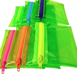 Porta-moedas com zíper em vinil verde neon - Escolha a cor do seu zíper! | Porta-moedas com zíper, carteira pequena com zíper, porta-moedas pequeno com zíper