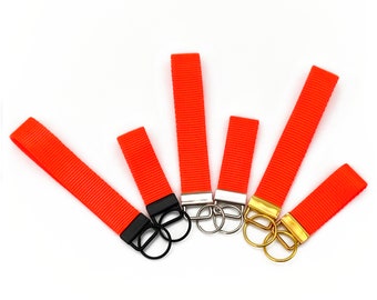 Neon Hot Orange Key Fob Wristlet - 3" or 5.5" - Optional Swivel Clasp