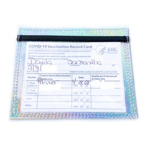 Vaccine Card Holder Sleeve Silver Holographic Vinyl vaccination card cover, vaccine card protector, ID cardholder, holographic card case image 4