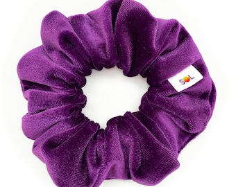 Ultraviolet Purple Velvet Scrunchie | Handmade Velvet Hair Scrunchy, Bright Purple Velvet Hair Accessory, VSCO 00s 90s style trendy