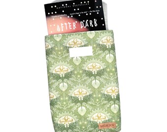 Book Sleeve, green dragons | paperback book sleeve with flap, cotton fabric, reader gift, bookish, booktok, reading accessory