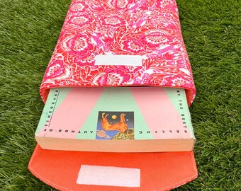 Book Sleeve, subtle foxes | paperback, cotton fabric, book sleeve with flap, reader gift, bookish, booktok, reading accessory, floral foxes