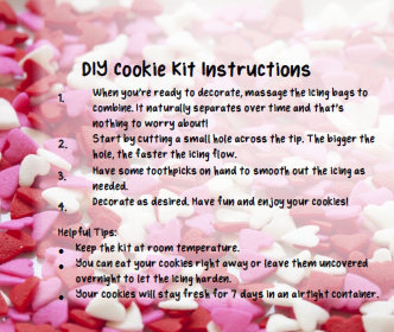 Printable DIY Cookie Kit Instruction Card Valentine's Day Etsy