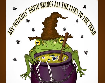 Frosch-Hexe Print: Gruseliges Halloween-Dekor