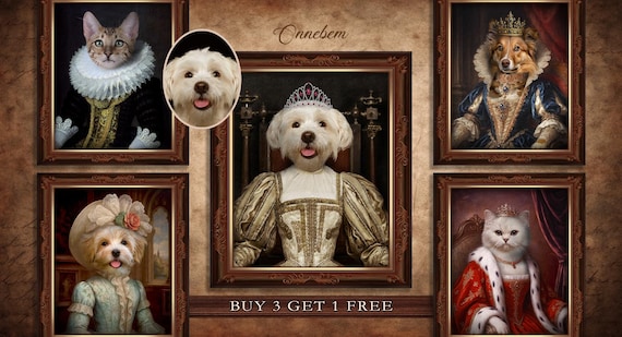 Custom Queen Pet Portrait . Renaissance Pet Portrait . Classic and Royal Pet Portrait . Renaissance Queen Portrait . Animal Portrait . Q2
