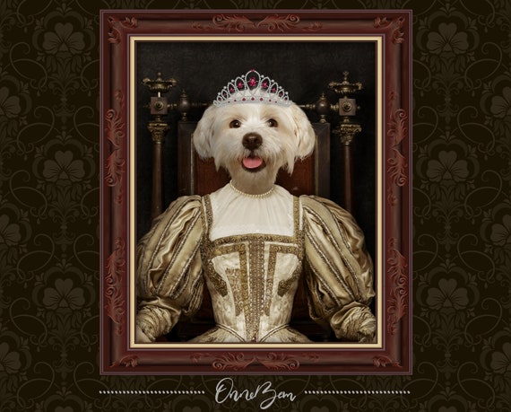 Custom Queen Pet Portrait Renaissance Pet Portrait Classic Etsy