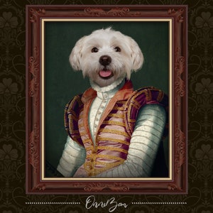 Custom Renaissance Princess Pet Portrait . Regal Pet Portrait . Classic Pet Portrait . Royal Pet Portrait . Royal Dress Pet Portrait . RG10