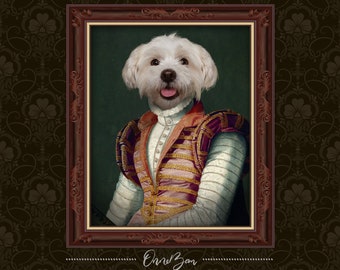Custom Renaissance Princess Pet Portrait . Regal Pet Portrait . Classic Pet Portrait . Royal Pet Portrait . Royal Dress Pet Portrait . RG10
