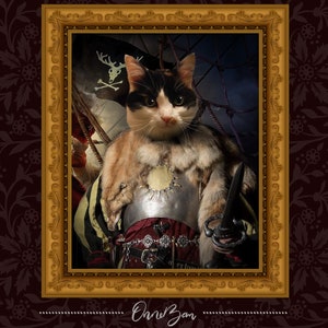 Custom Pirate Pet Portrait | Classic Pet Portrait | Custom Pirate Portrait | Unique Gift ideas | Custom Cat Portrait | Pirate Portrait | PV3