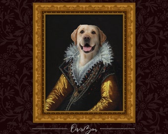 Custom Renaissance Pet Portrait . Custom Animal Portrait . Classic Pet Portrait . Royal Pet Portrait . Gift ideas . Funny Gift . RG3