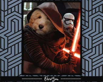 custom Kylo Ren Pet Portrait . Star Wars Pet Portrait . Custom Pet Portrait . Custom Animal Portrait . Unique and Funny Portrait . SW3