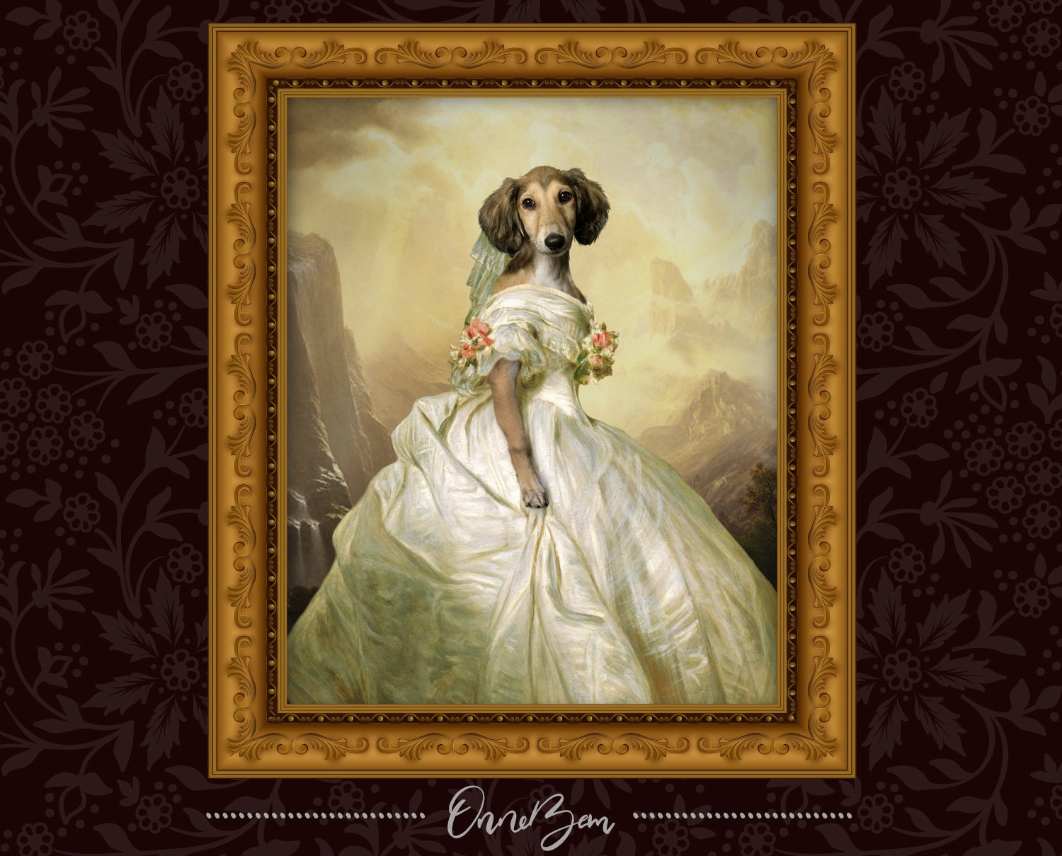 Custom Pet Portrait with Royal Wedding Dress . Classic Wedding Dress …