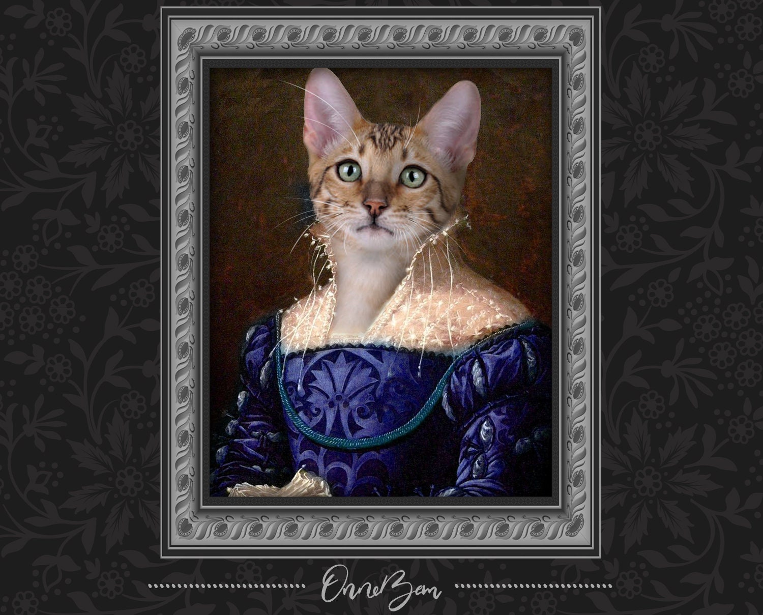 Custom Renaissance Pet Portrait . Custom Cat Portrait . Classic Pet P…