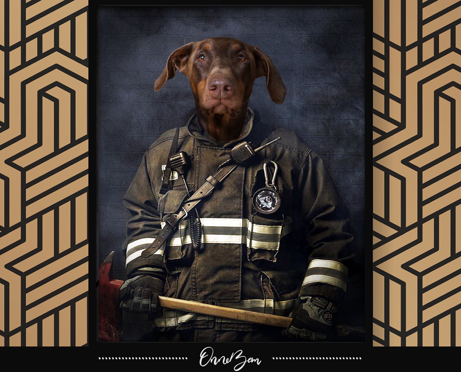 Custom Firefighter Pet Portrait . Custom Firefighter Animal Portrait …