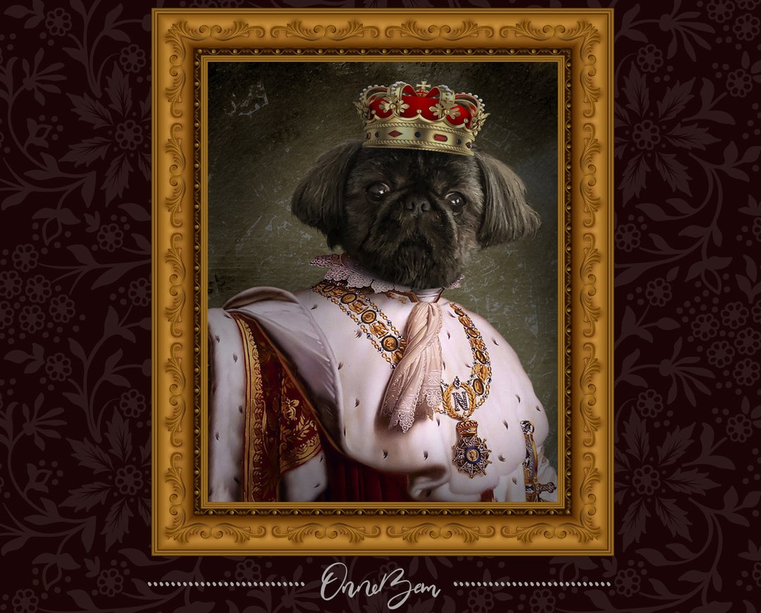Custom Pet King Portrait . Custom Renaissance Pet King Portrait