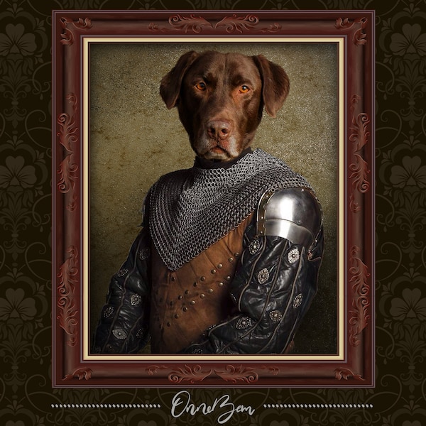 Custom Knight Pet Portrait . Custom Pet Knight Portrait . Classic Pet Portrait . Renaissance Pet Portrait . Soldier Pet Portrait . KV9