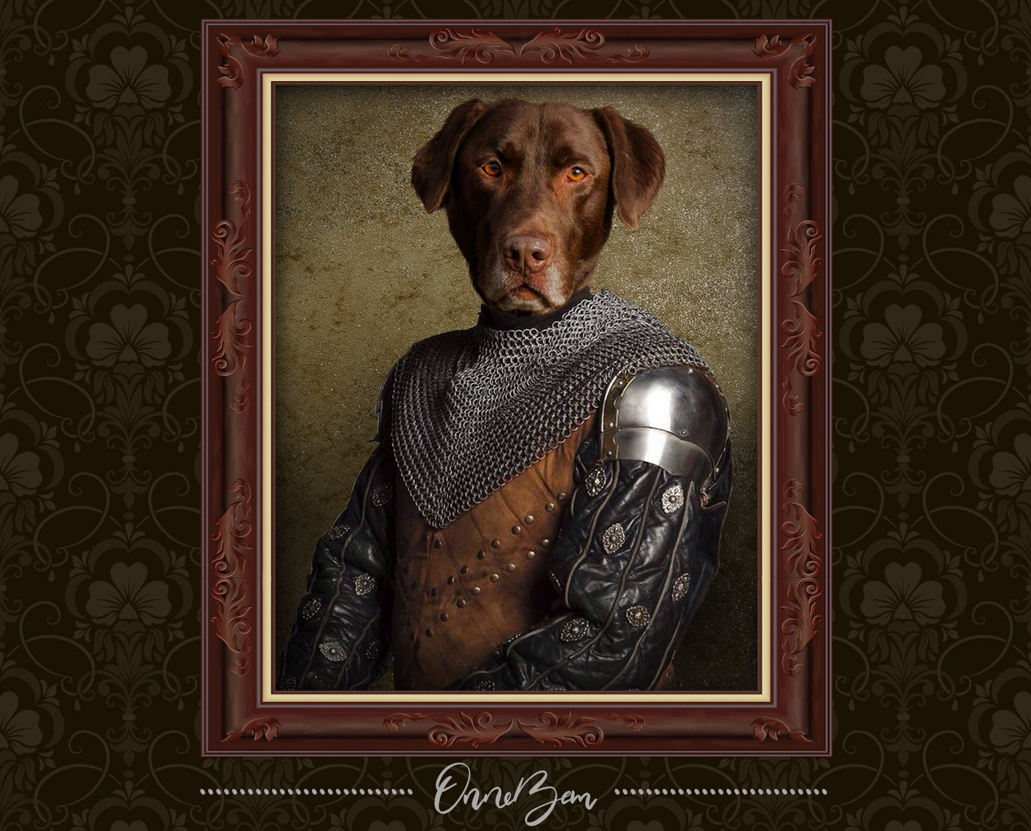 Custom Knight Pet Portrait . Custom Pet Knight Portrait . Classic Pet…