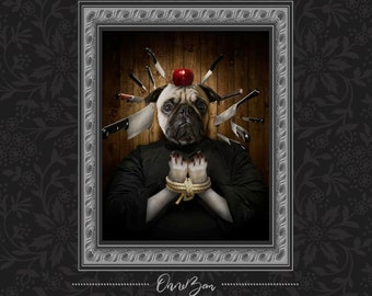 Custom Funny Pet Portrait . Hilarious Pet Portrait . Custom Pug Portrait . Unique Pet Portrait . Custom Dog Portrait . Funny Chef . V2