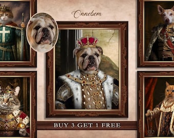 Custom King Pet Portrait . Custom King Animal Portrait . Renaissance King Pet Portrait . Royal King Pet Portrait . Classic Portrait . KiV1