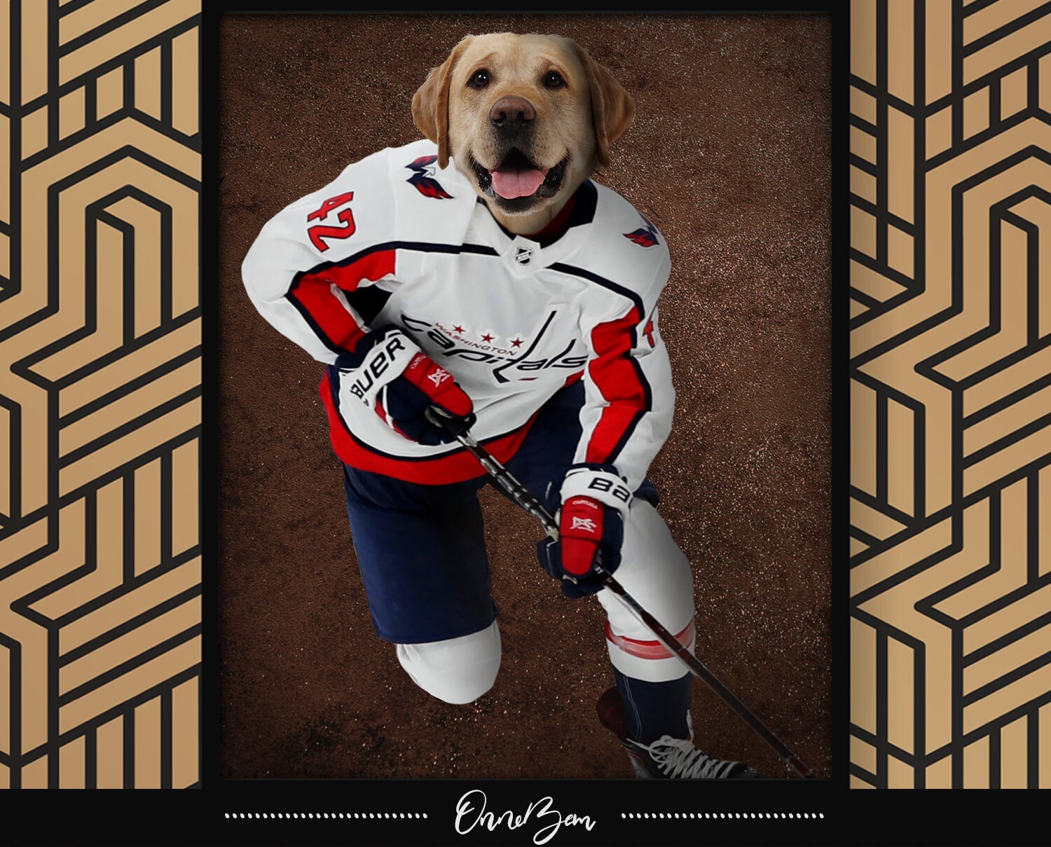 Custom Hockey Pet Portrait . Washington Capitals Hockey Portrait . Cu…