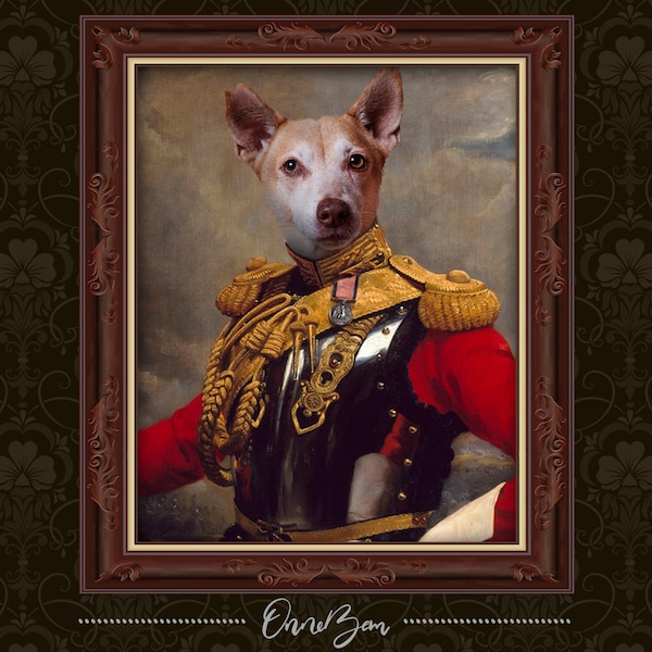 Custom Military Pet Portrait . Custom Renaissance Pet Portrait . Custom Royal Pet Portrait . Custom Classic Pet Portrait . Funny Gift . MV8