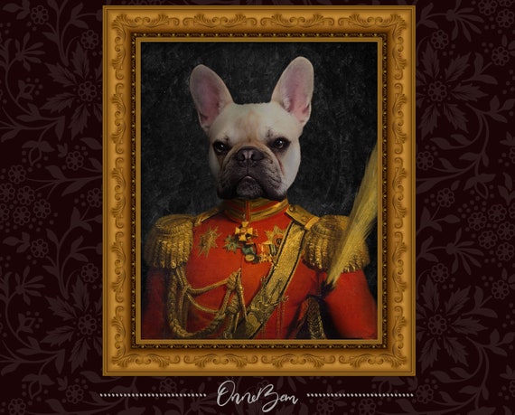 Renaissance Military Pet Portrait Pet portrait pillow | Etsy
