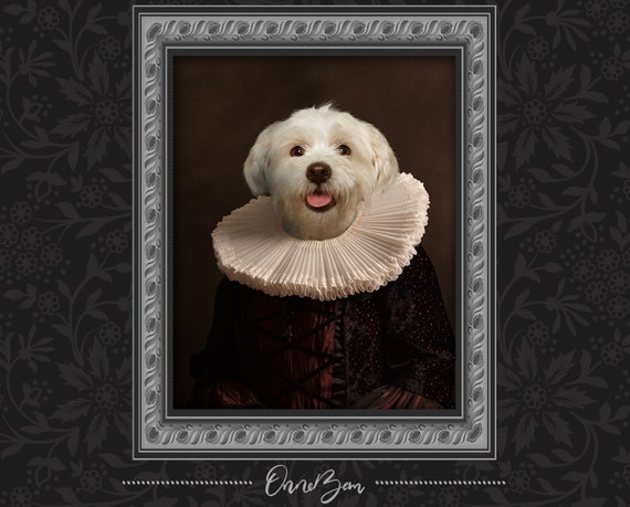 Renaissance Pet Portrait | Classic Pet Portrait | 18th Century Pet Portrait | Unique and Funny Gift | Royal Pet Portrait | RG6