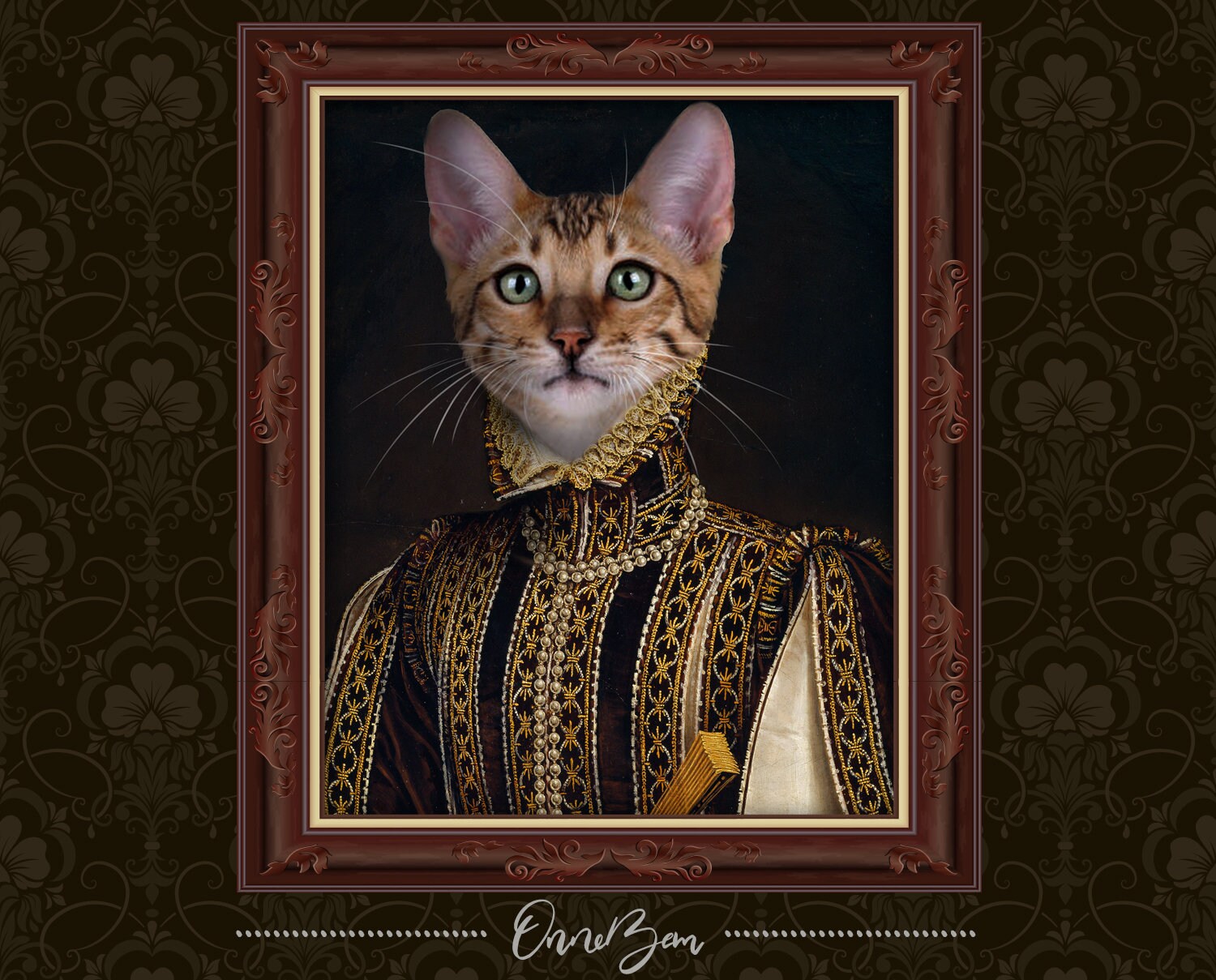 Custom Renaissance Princess Pet Portrait . Royal Dress Pet Portrait .…
