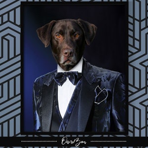 Custom Pet Portrait in Suit . Custom Animal Portrait in Suit . Custom Suit Pet Portrait . Custom Dog Portrait in Suit . Funny Portrait . SU2