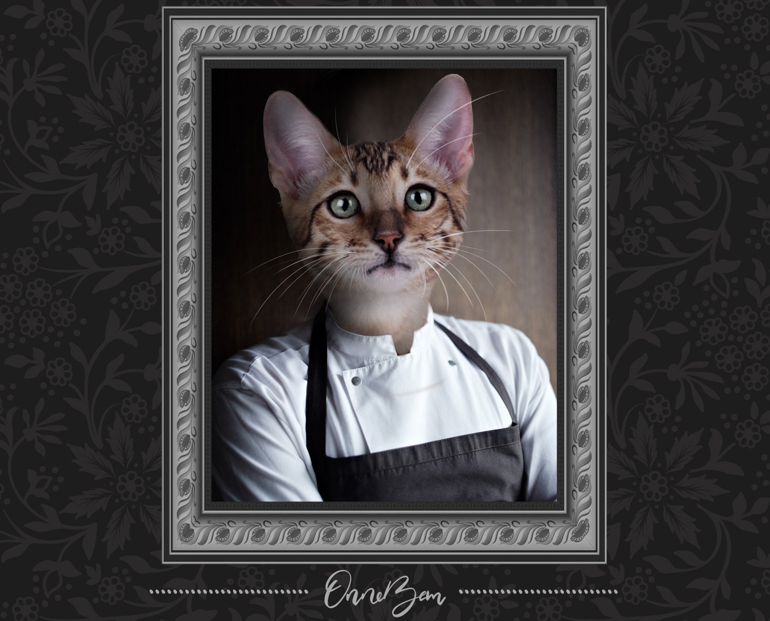 Custom Pet Chef Portrait . Custom Chef Pet Portrait . Funny Pet Portrait . Cat Chef Portrait . Animal as Chef Portrait . V1