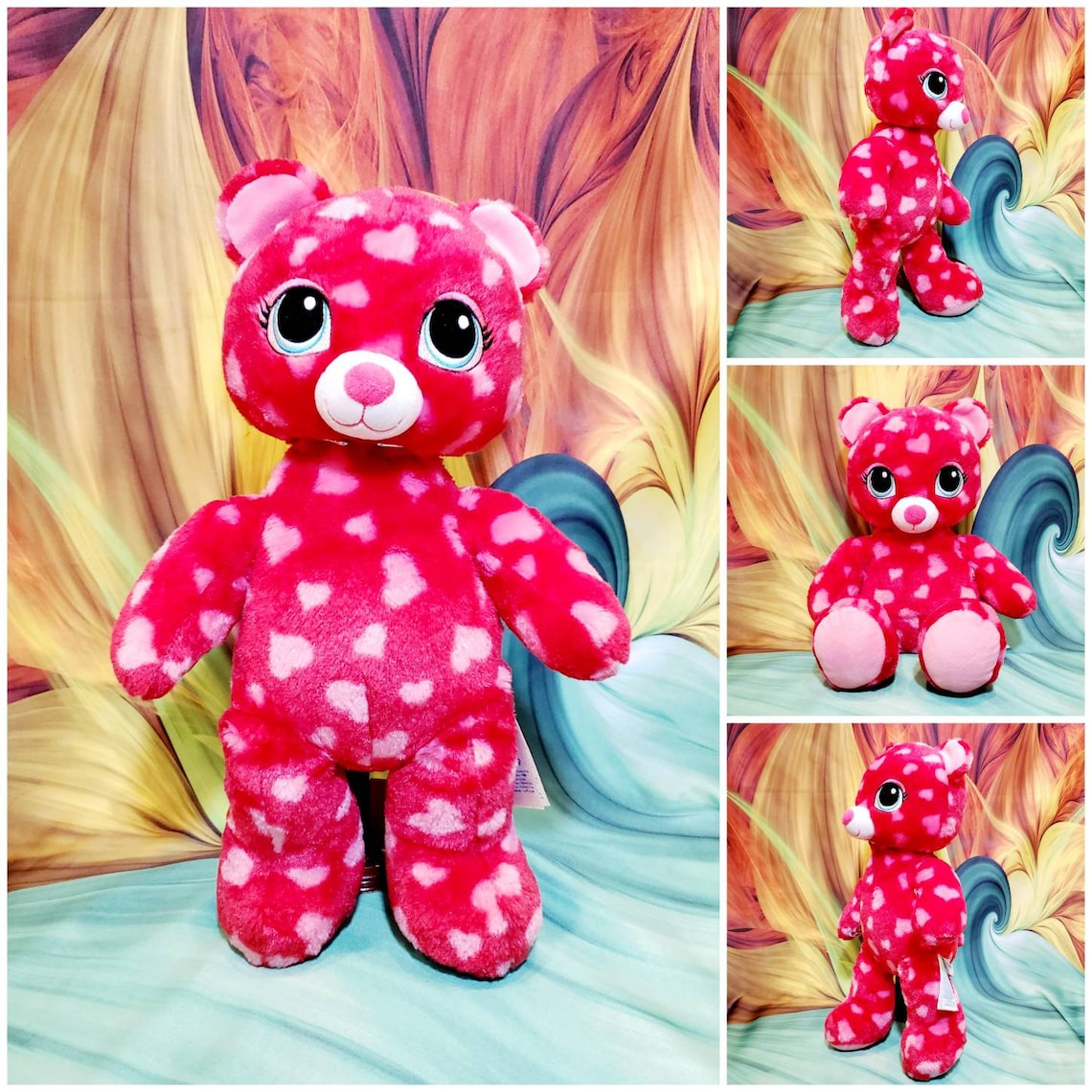 16 Build a Bear Red Pink Hearts Plush Teddy Etsy