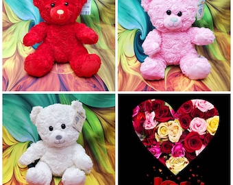 Build-a-bear Pastel Rose Bouquet Plush Teddy Bear 12
