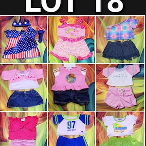 Build A Bear 2 Pc Outfit Shirt Skirt Shorts Denim Teddy Clothes Boy Girl Lot 18