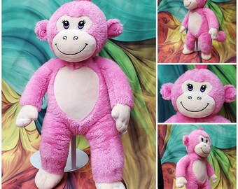 16" Build A Bear Pink Monkey Chimp Ape Tan Heart Stuffed Valentines Day