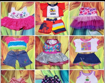 Build-A-Bear Dress Shirt Shorts Skirt Teddy  Girls Boys Outfit Costume Clothes Lot 6