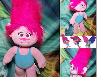 Build A Bear Trolls Poppy Plush BABW Pink Stuffed Girl Rag Doll