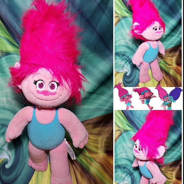 Build A Bear Trolls Poppy Plush BABW Pink Stuffed Girl Rag Doll