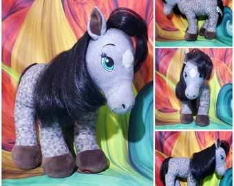 Build a Bear Horse & Hearts Club Grey Speckled Appaloosa Pony Plush 17".